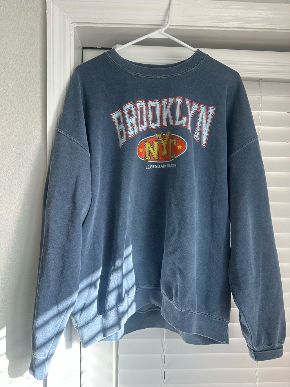 Full Tilt Brooklyn NYC Graphic Crewneck - Blue with Red & Yellow Accents